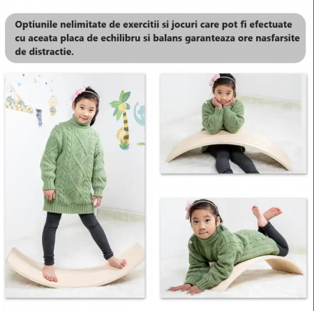 Placa de echilibru si balans, lemn natur, 83x29.5cm, +3ani [4]