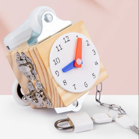 Placa senzoriala busy board, model CUB, din lemn, stil Montessori [4]