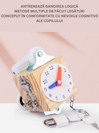 Placa senzoriala busy board, model CUB, din lemn, stil Montessori [1]