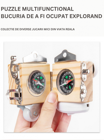 Placa senzoriala busy board, model CUB, din lemn, stil Montessori [10]