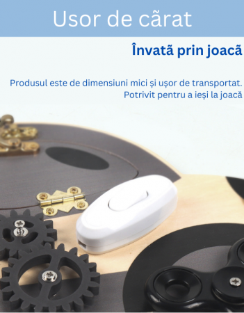 Placa senzoriala busy board, model MASINA, din lemn, stil Montessori, 30x21 cm [8]