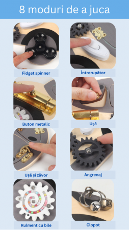 Placa senzoriala busy board, model MASINA, din lemn, stil Montessori, 30x21 cm [5]