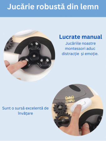Placa senzoriala busy board, model MASINA, din lemn, stil Montessori, 30x21 cm [7]