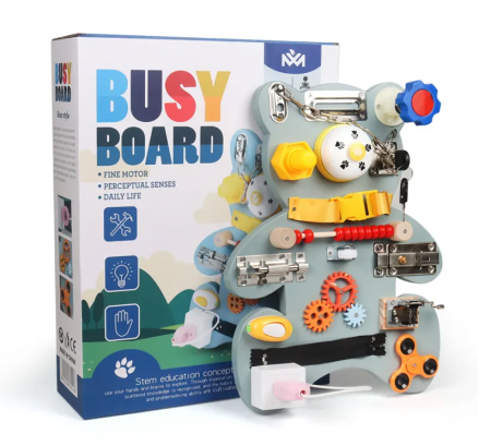 Placa senzoriala busy board, model URS, din lemn, stil Montessori, 40x30 cm [1]