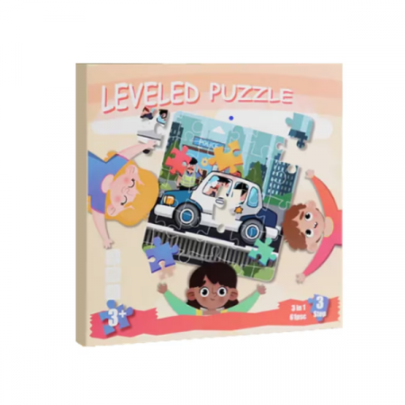 Puzzle magnetic - Puzzle magnetic 3 in 1, sub forma de carte, cu 3 nivele de dificultate, model masini, 16-20-25 piese, +3ani