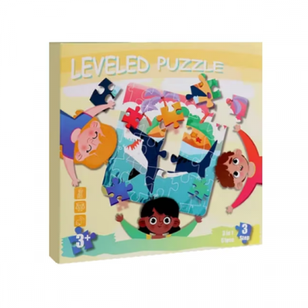 Puzzle magnetic - Puzzle magnetic 3 in 1, sub forma de carte, cu 3 nivele de dificultate, model ocean, 16-20-25 piese, +3ani