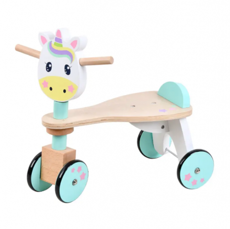Jucarii bebe - Ride-on din lemn, model Unicorn, +12m