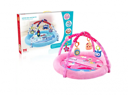 Saltea de activitati pentru bebelusi, include 4 jucarii detasabile si posibilitatea de a adauga altele noi, margini inalte, roz [4]