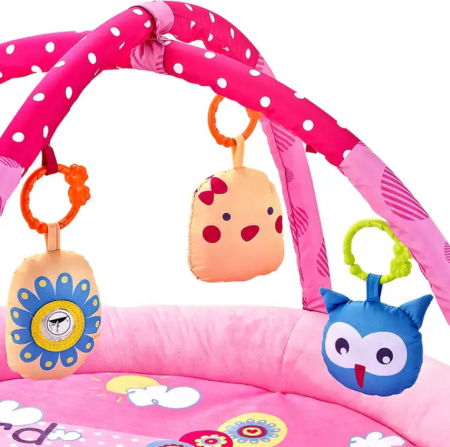 Saltea de activitati pentru bebelusi, include 4 jucarii detasabile si posibilitatea de a adauga altele noi, margini inalte, roz [1]