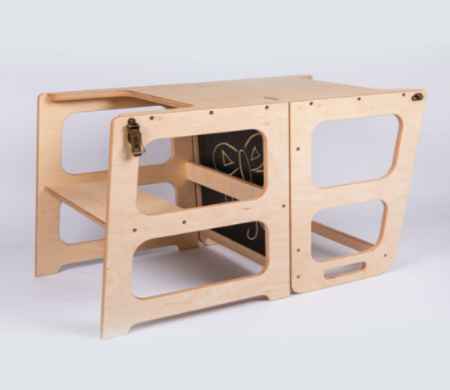 Scaun inaltator 3 in 1 cu tabla de scris, usor de transformat in masuta cu scaun, learning tower, din lemn, usor de curatat [6]