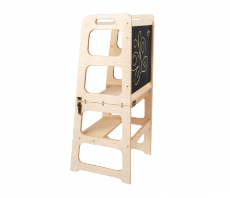 Scaun inaltator 3 in 1 cu tabla de scris, usor de transformat in masuta cu scaun, learning tower, din lemn, usor de curatat [3]