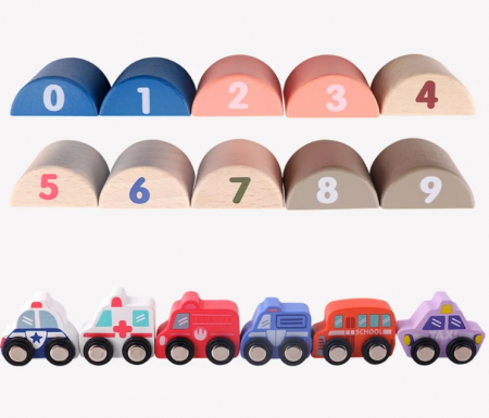 Set 115 cuburi de constructie din lemn "Orasul Meu",  contine puzzle Harta Urbana de 55x42cm [9]