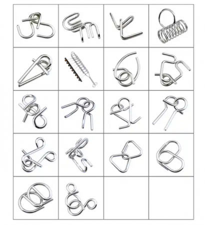 Set cu 18 puzzle-uri 3D din metal, joc de inteligenta, nivele de dificultate diferite, +6ani [3]