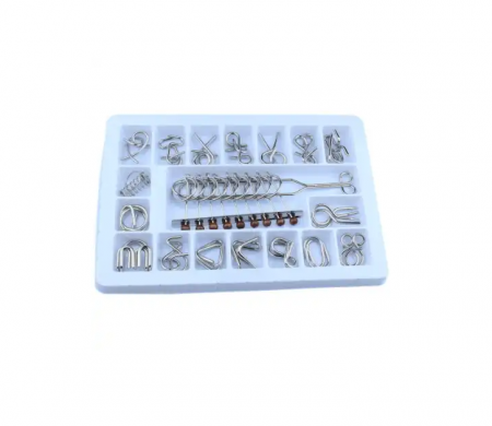 Set cu 18 puzzle-uri 3D din metal, joc de inteligenta, nivele de dificultate diferite, +6ani [2]