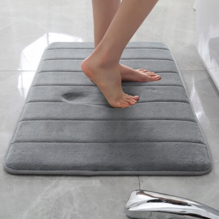 Set de covoare baie 3in1 Ælements, din spuma cu memorie, antiderapant, absoarbe apa, lavabil in masina de spalat, 60x50, 80x50, 120x50, Gri Inchis [5]