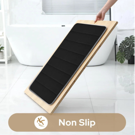 Set de covoare baie 3in1 Ælements, din spuma cu memorie, antiderapant, absoarbe apa, lavabil in masina de spalat, 60x50, 80x50, 120x50, Negru [3]