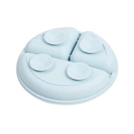 Set de hranire bebelusi 6 in 1 Ælements, din silicon fara BPA, contine Bol, Baveta Reglabila, Cana cu capac si pai, Farfurie, Lingura si Furculita, Albastru [6]