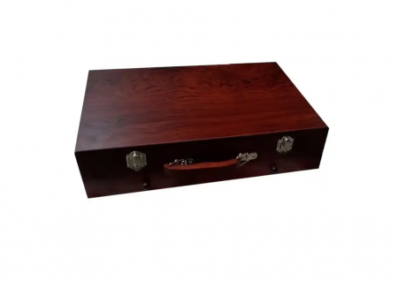 Set pentru desen si pictura, creioane, acuarele, cutie depozitare din lemn cu maner tip servieta, 123 buc [6]