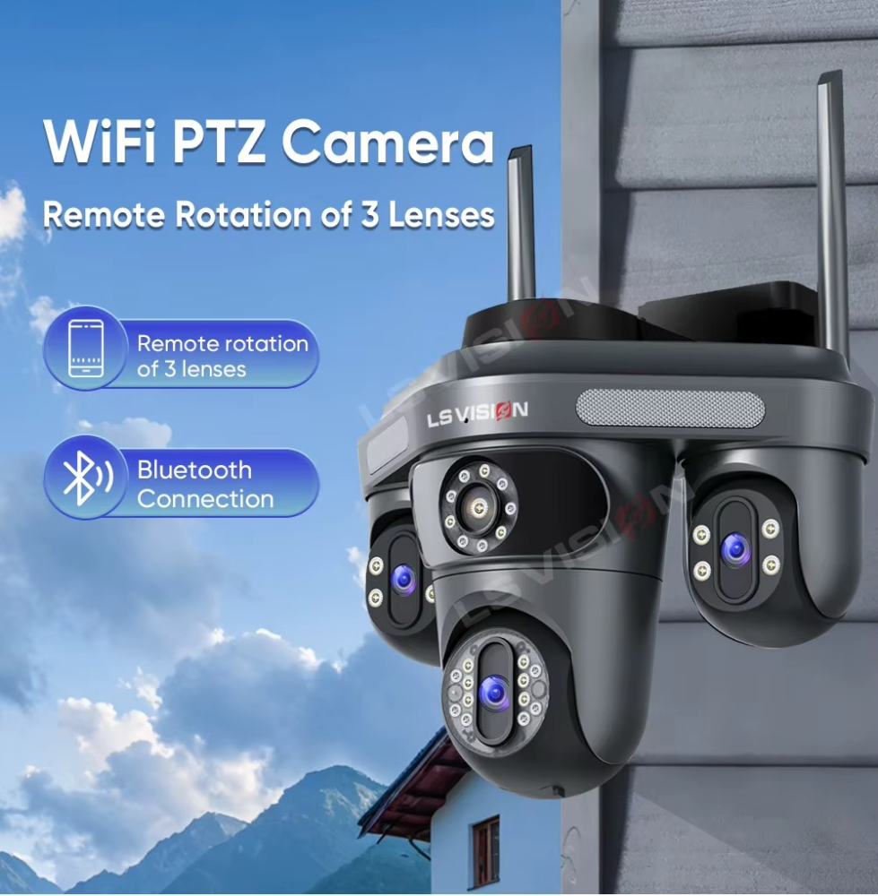 Camera Supraveghere LS-WL340, Wi-Fi, 5 MP, 3 lentile, Vedere nocturna, Rotire Din Aplicatie, Rezistenta La Apa IP 66 [8]