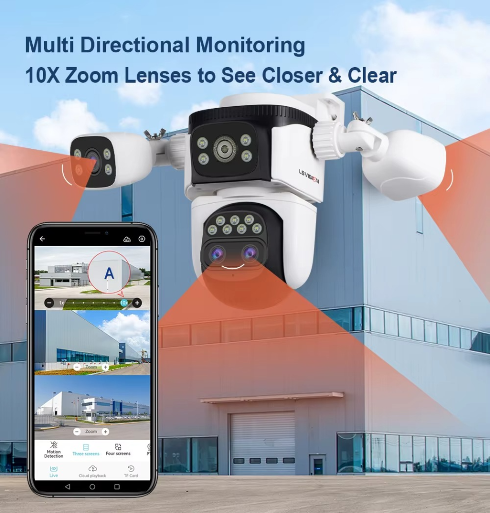 Camera Supraveghere LS-WL341-10X, Wi-Fi, 4 MP, 4 lentile, Vedere nocturna, Rotire Din Aplicatie, Rezistenta La Apa IP 66 [8]