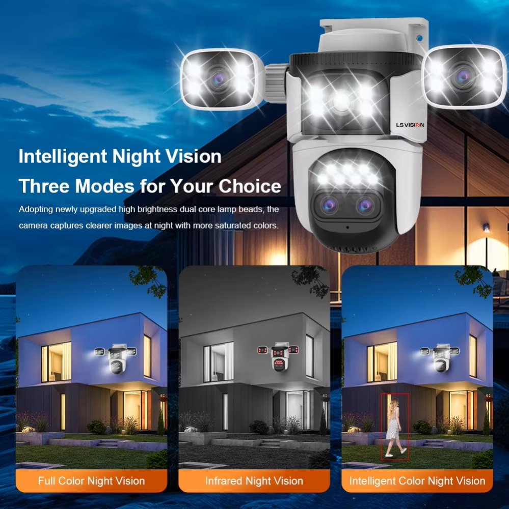 Camera Supraveghere LS-WL341-10X, Wi-Fi, 4 MP, 4 lentile, Vedere nocturna, Rotire Din Aplicatie, Rezistenta La Apa IP 66 [2]