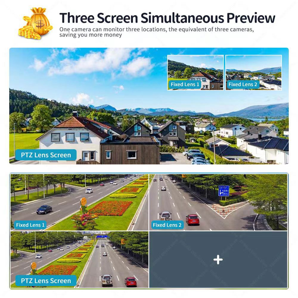 Camera Supraveghere Nuvikon IPC360-CAM-10X, Wi-Fi, 4 MP, 4 lentile, Vedere nocturna, Rotire Din Aplicatie, Rezistenta La Apa IP 66 [4]