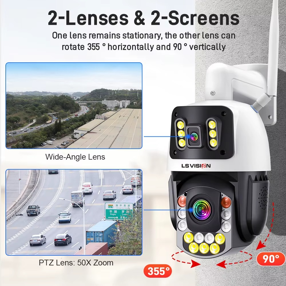 Camera Supraveghere LS-WL560-50X, Wi-Fi, 6 MP, 2 lentile, Vedere nocturna, Rotire Din Aplicatie, Rezistenta La Apa IP 66 [2]