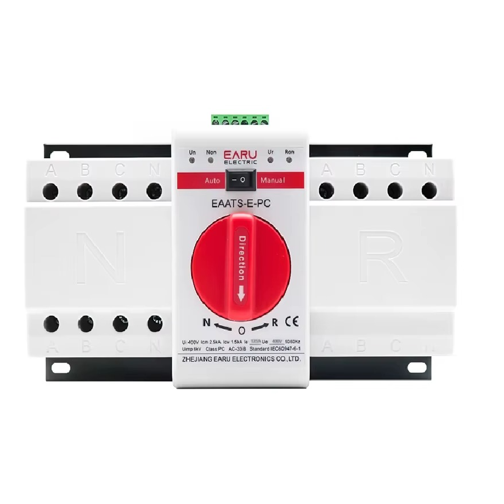 Comutator de Transfer Automat de Putere EARU EAATS-E-PC, 4P 125A ATS, Sina DIN + panou montaj, pentru Panouri Fotovoltaice [1]