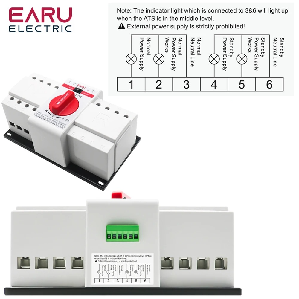 Comutator de Transfer Automat de Putere EARU EAATS-E-PC, 4P 125A ATS, Sina DIN + panou montaj, pentru Panouri Fotovoltaice [5]