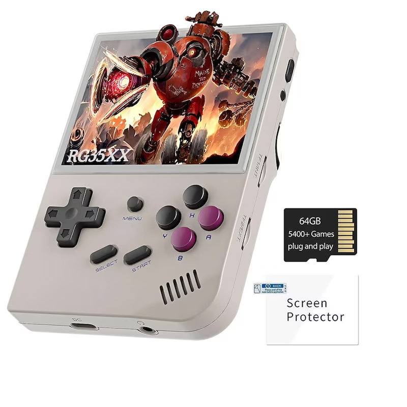 Consola gaming ANBERNIC RG35XX, 64G TF, Ecran 3.5, cu 5000 de jocuri clasice, Linux & GarlicOS Dual System, cu iesire HDMI, Alb Transparent [2]