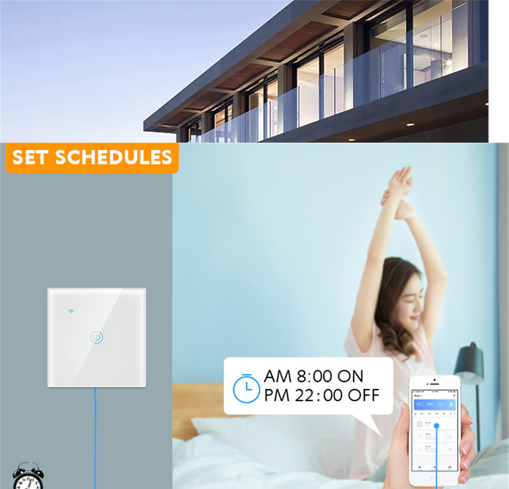 Intrerupator inteligent cu touch Open, Wi-Fi, fara nul, 1 canal, 5A, sticla securizata, Tuya, Smart Life, compatibil Amazon Alexa / Google Assistant [6]