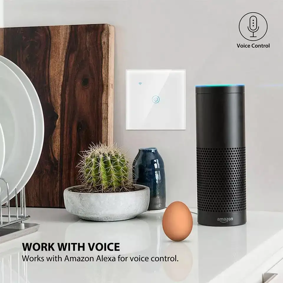 Intrerupator inteligent cu touch Open, Wi-Fi, fara nul, 1 canal, 5A, sticla securizata, Tuya, Smart Life, compatibil Amazon Alexa / Google Assistant [4]