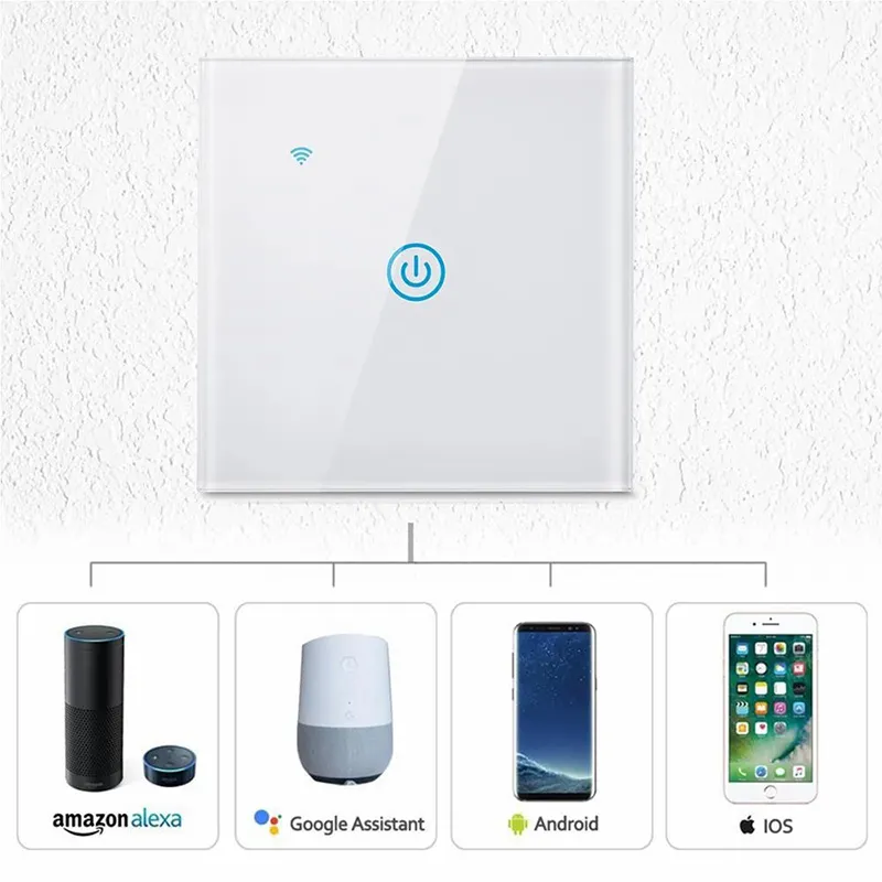 Intrerupator inteligent cu touch Open, Wi-Fi, fara nul, 1 canal, 5A, sticla securizata, Tuya, Smart Life, compatibil Amazon Alexa / Google Assistant [3]