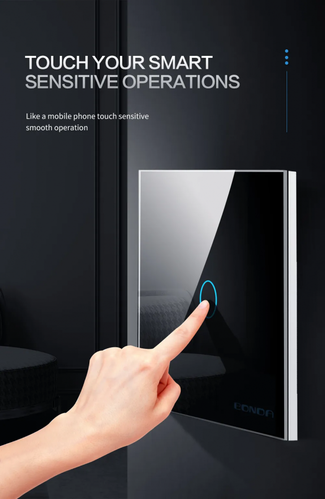 Intrerupator inteligent cu touch Open, Wi-Fi, fara nul, 1 canal, 5A, sticla securizata, Tuya, Smart Life, compatibil Amazon Alexa / Google Assistant [11]