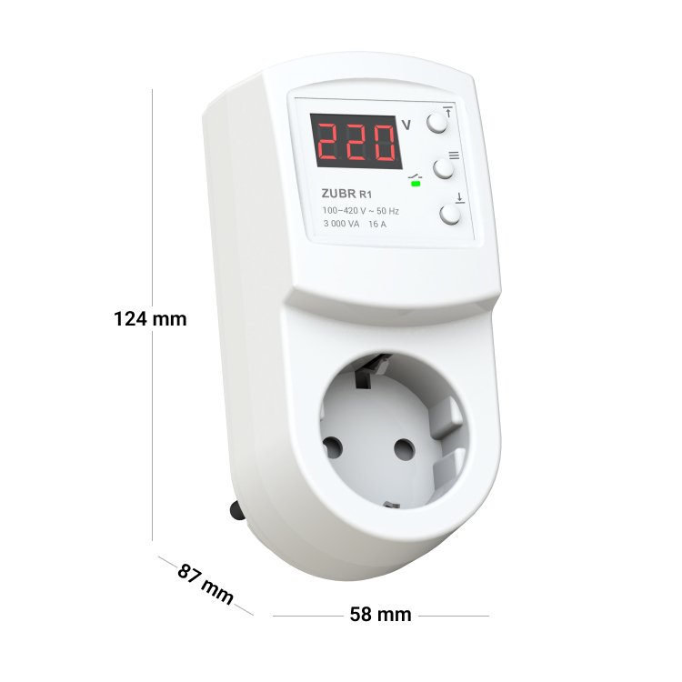 Releu de tensiune ZUBR R116Y - 16A, montaj în priză, întârziere reglabilă 3-600s, protecție termică, TrueRMS, 230V [3]