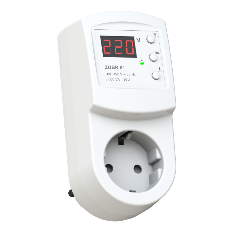 Releu de tensiune ZUBR R116Y - 16A, montaj în priză, întârziere reglabilă 3-600s, protecție termică, TrueRMS, 230V [1]