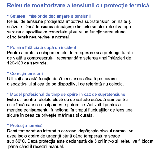 Releu de tensiune monofazat cu protectie termica ZUBR, D32t, 32A, afisaj LED, montaj DIN [6]
