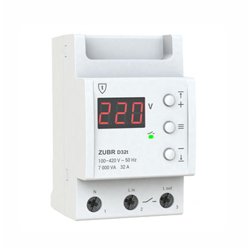 Releu de tensiune monofazat cu protectie termica ZUBR, D32t, 32A, afisaj LED, montaj DIN [1]