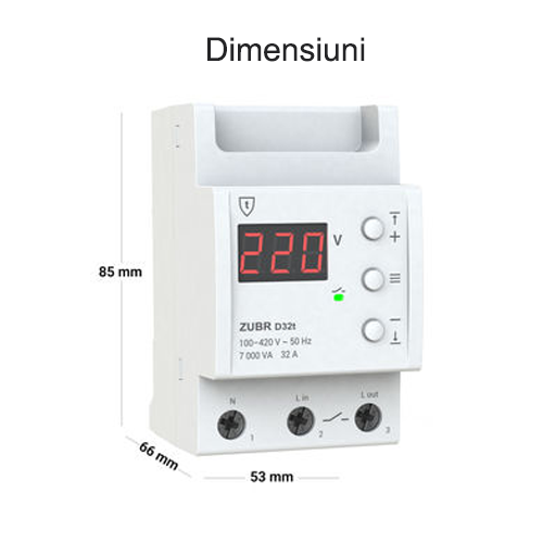 Releu de tensiune monofazat cu protectie termica ZUBR, D32t, 32A, afisaj LED, montaj DIN [3]