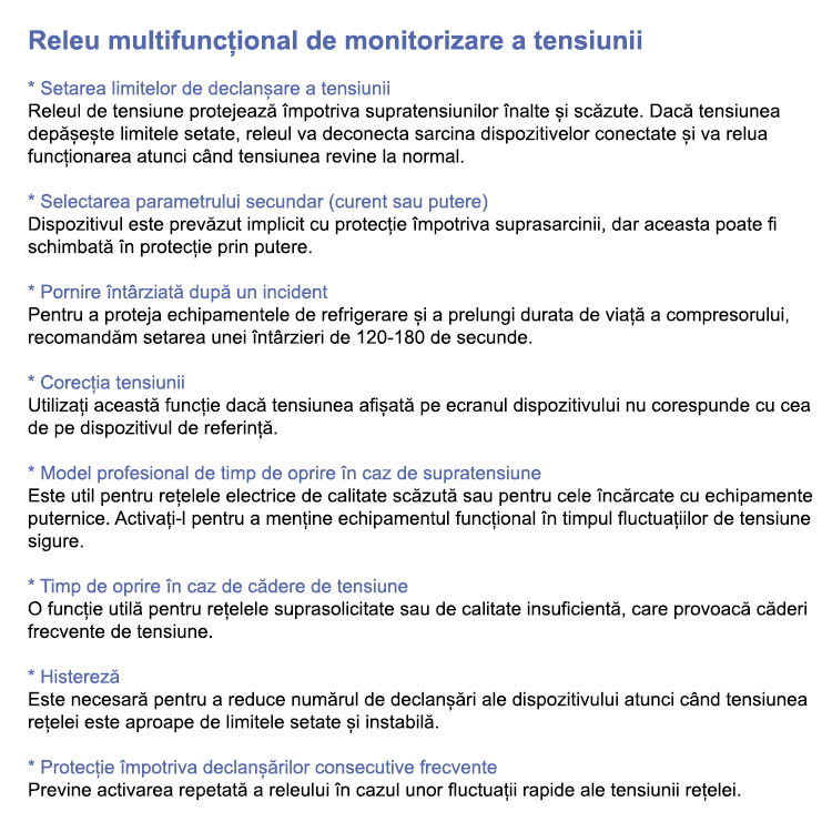 Releu de tensiune monofazat ZUBR MF2-63 RED - Curent reglabil 0.1-63A, protecție termică, afișaj LED, montaj DIN [5]