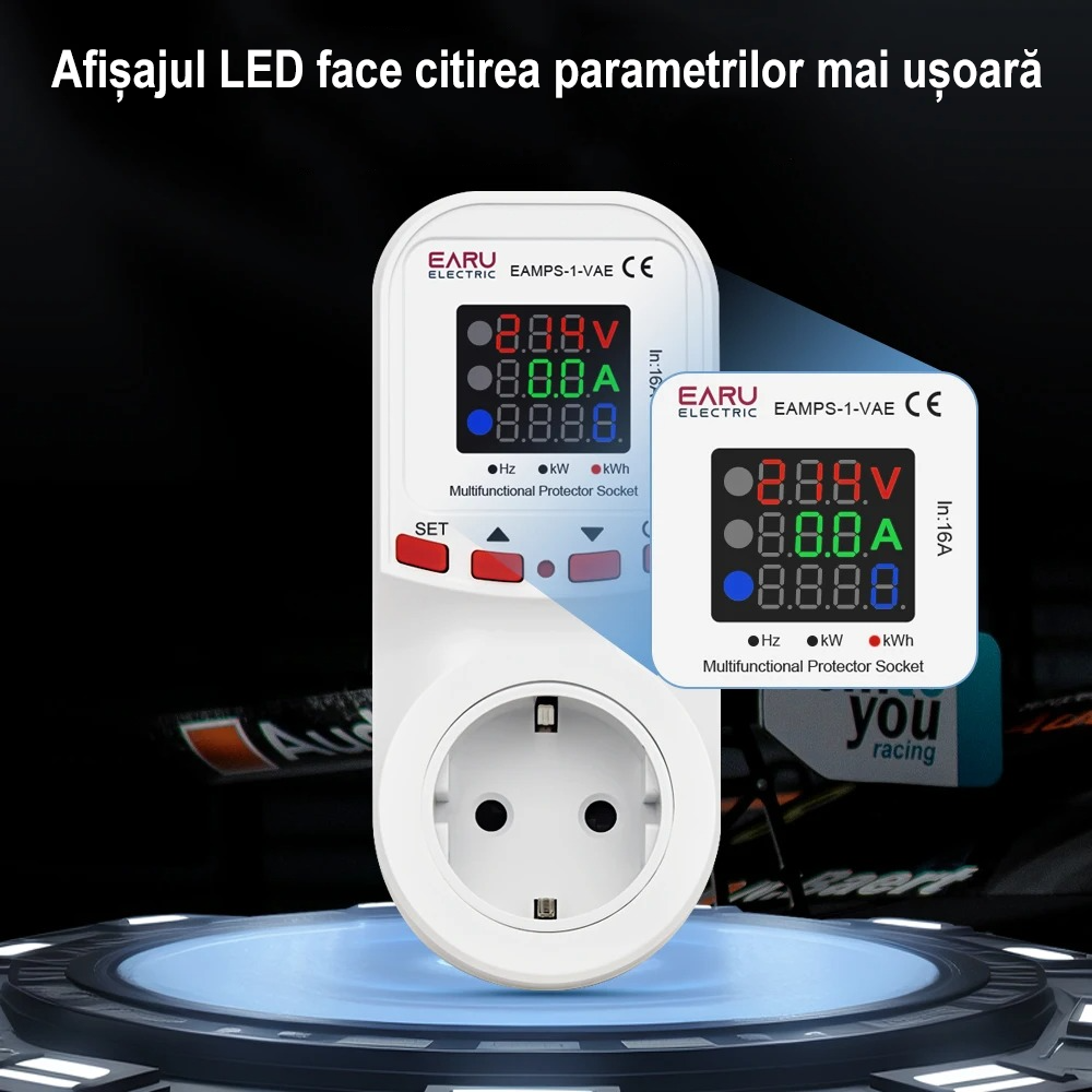 Priză cu protectie la subtensiune / supratensiune si supracurent EARU EAMPS-1-VAE, 16A [3]