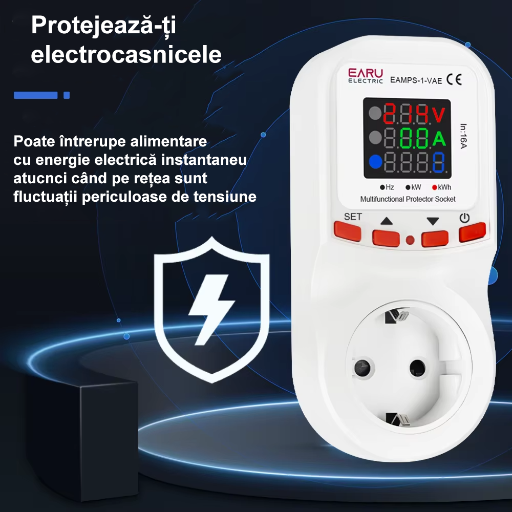 Priză cu protectie la subtensiune / supratensiune si supracurent EARU EAMPS-1-VAE, 16A [6]