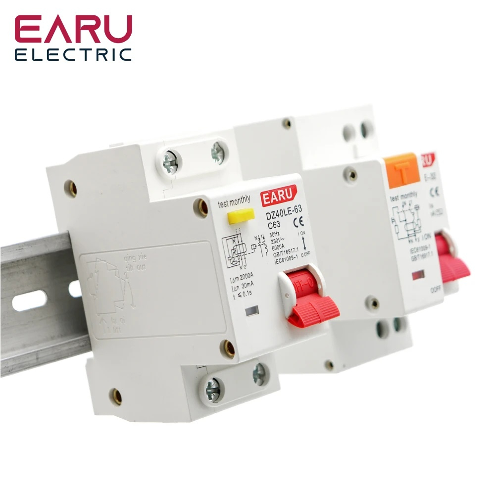 Disjunctor diferential RCD / RCBO 2P, 32A, tip AC, curent rezidual 30mA, curba C, EARU DZ30LE-32 [2]