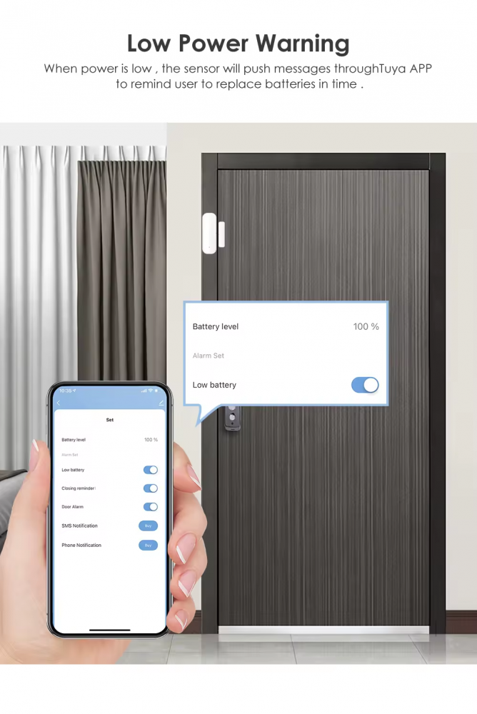 Senzor inteligent Tuya pentru usi si ferestre,notificare usa deschisa, aplicatie de mobil Tuya Smart, Alexa si Google Assistant [7]