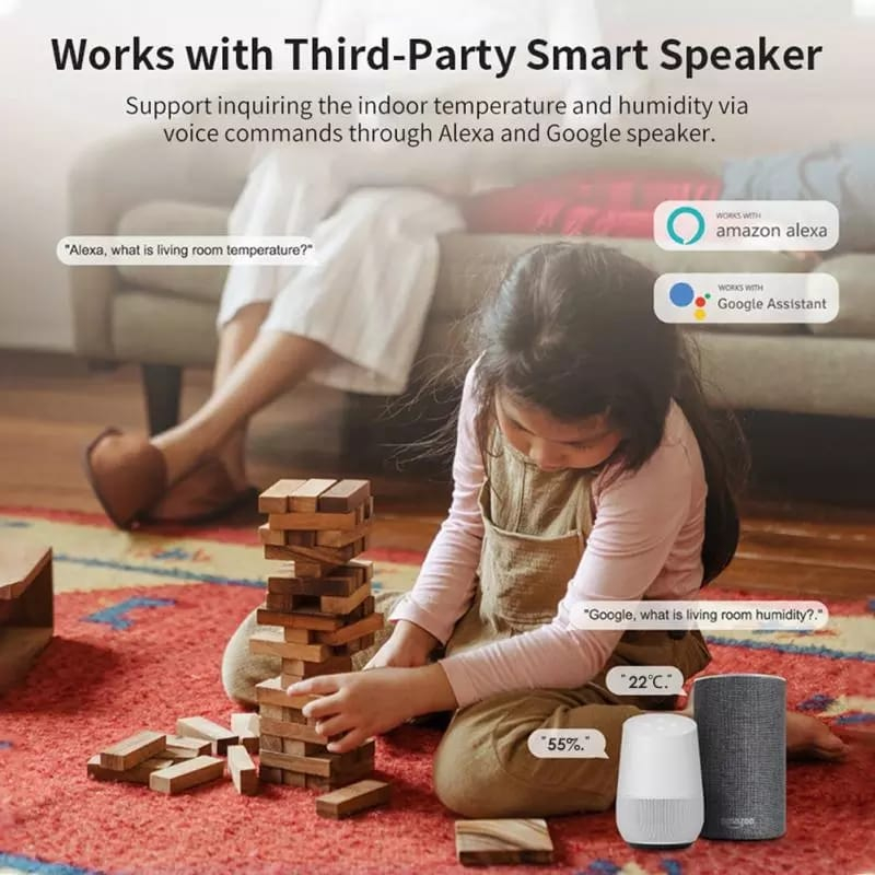 Senzor inteligent de temperatura si umiditate, higrometru, Wi-Fi 2,4 GHz, Compatibil cu Tuya, SmartLife, Amazon Alexa, Google Assistant [4]