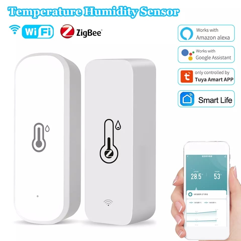 Senzor inteligent de temperatura si umiditate, higrometru, Wi-Fi 2,4 GHz, Compatibil cu Tuya, SmartLife, Amazon Alexa, Google Assistant [9]