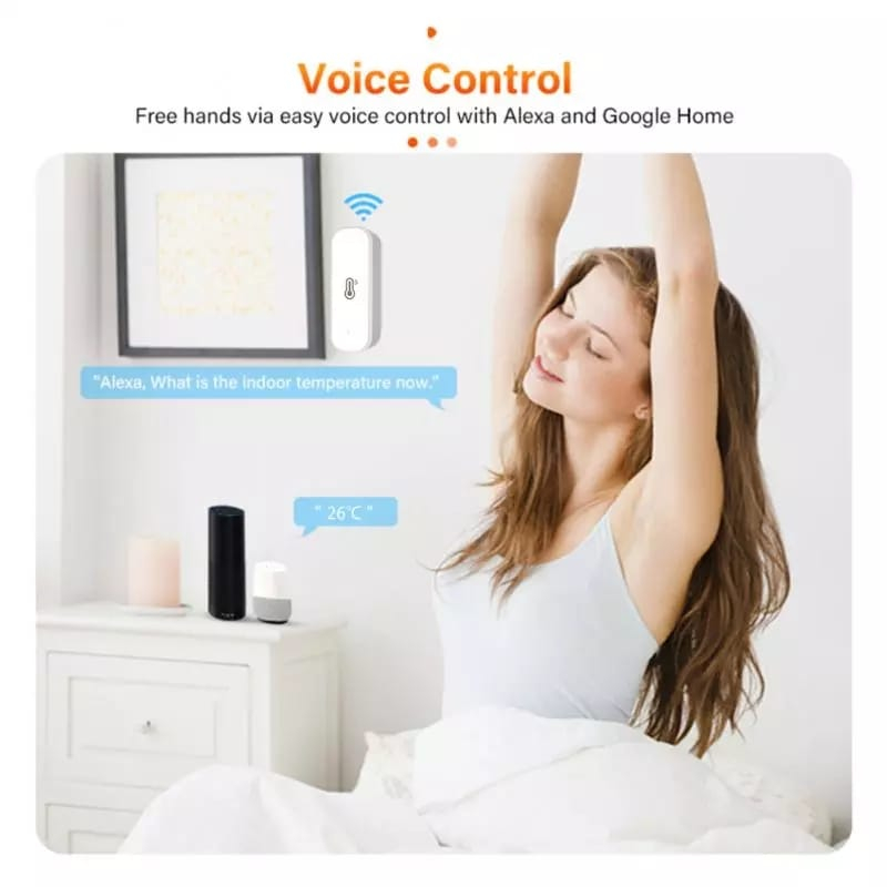 Senzor inteligent de temperatura si umiditate, higrometru, Wi-Fi 2,4 GHz, Compatibil cu Tuya, SmartLife, Amazon Alexa, Google Assistant [8]