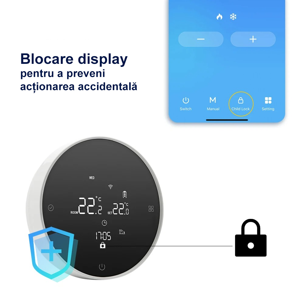 Termostat wireless WiFi pentru centrala pe gaz Earu R7 [7]