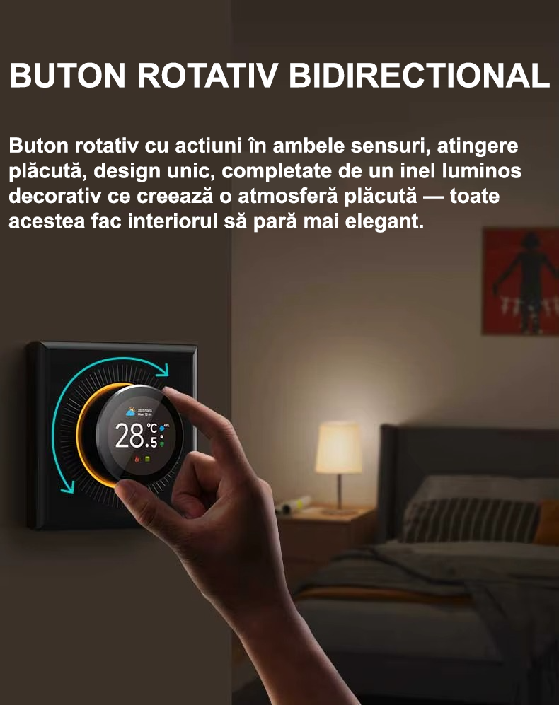 Termostat Smart Wi-Fi  pentru încălzire în pardoseală model 1439 WTC, Display Color, Control din Aplicație / Buton Rotativ [7]