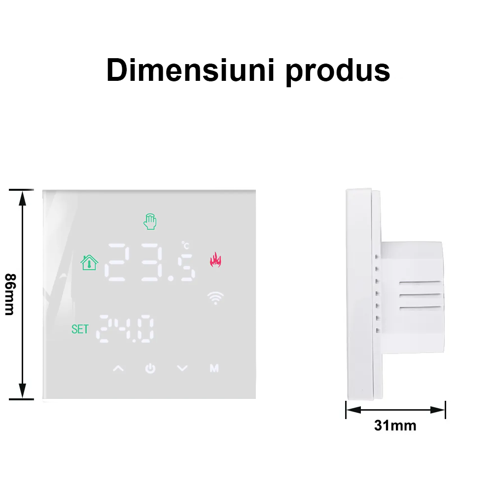 Termostat inteligent WIFI, 16A, incalzire prin pardoseala pe gaz sau electrica, control aplicatie TUYA, SMART LIFE ecran LCD, control vocal, diverse programe de functionare, Alb [6]